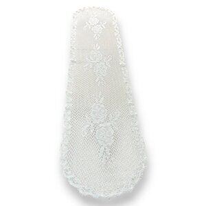 Vintage Lace Table Runner Doily Dresser Scarf 53" x 13" White Floral Pattern
